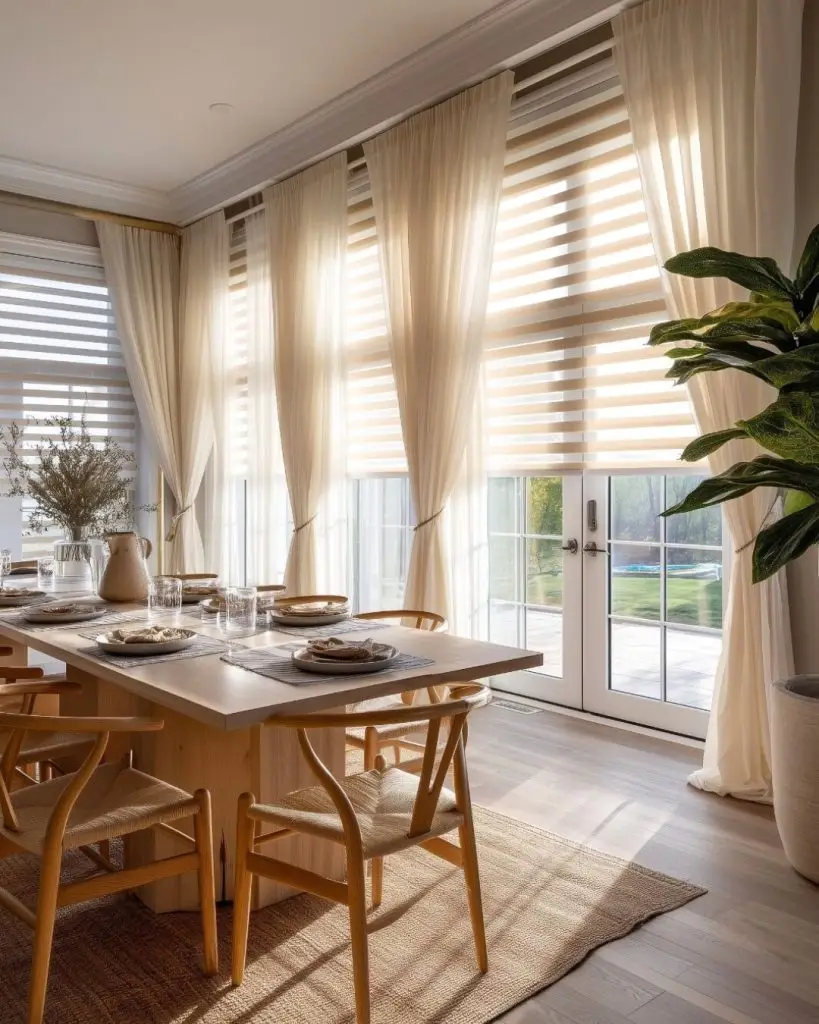 Vertical blinds in white for large sliding windows