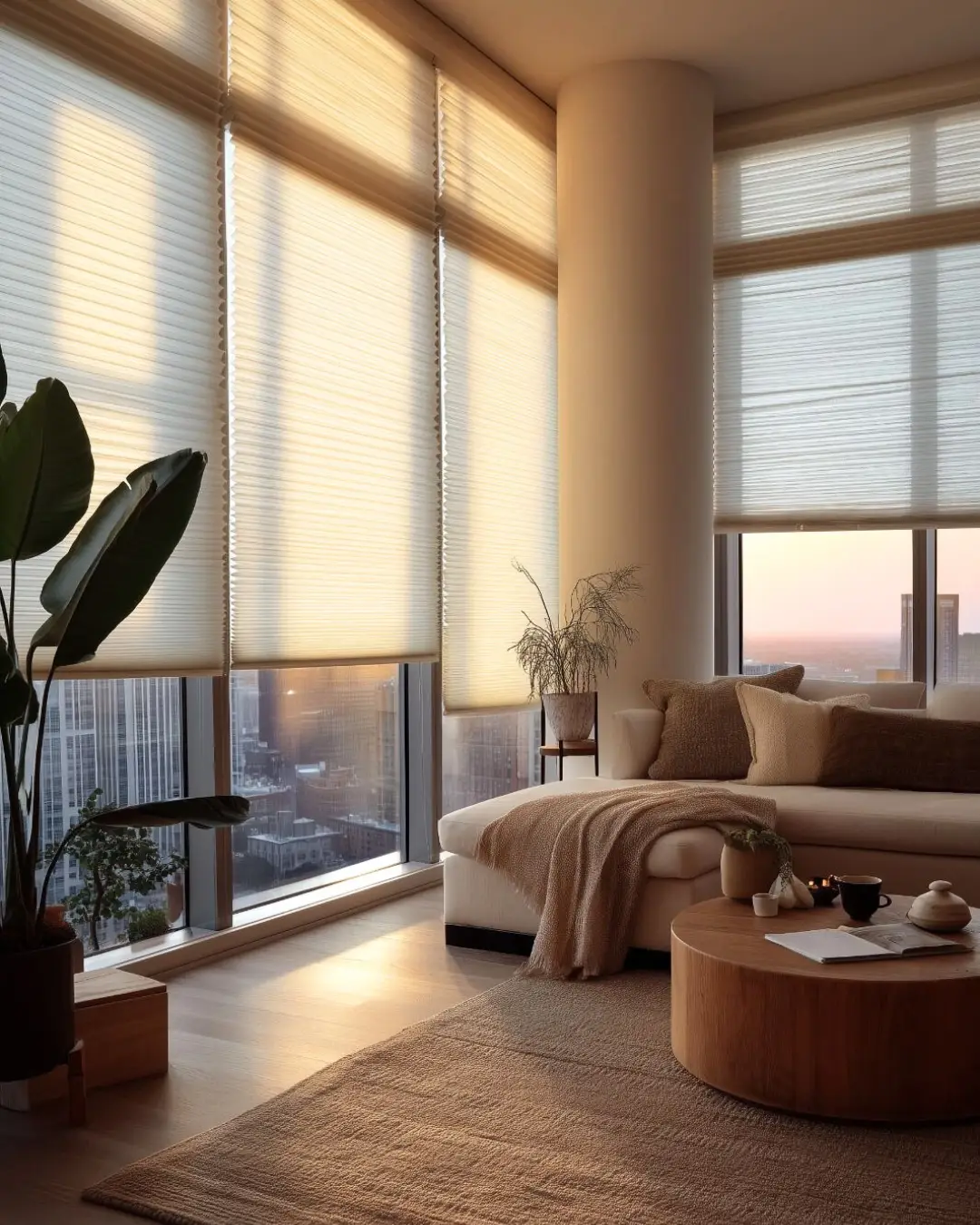 Wooden Venetian blinds for modern office interiors