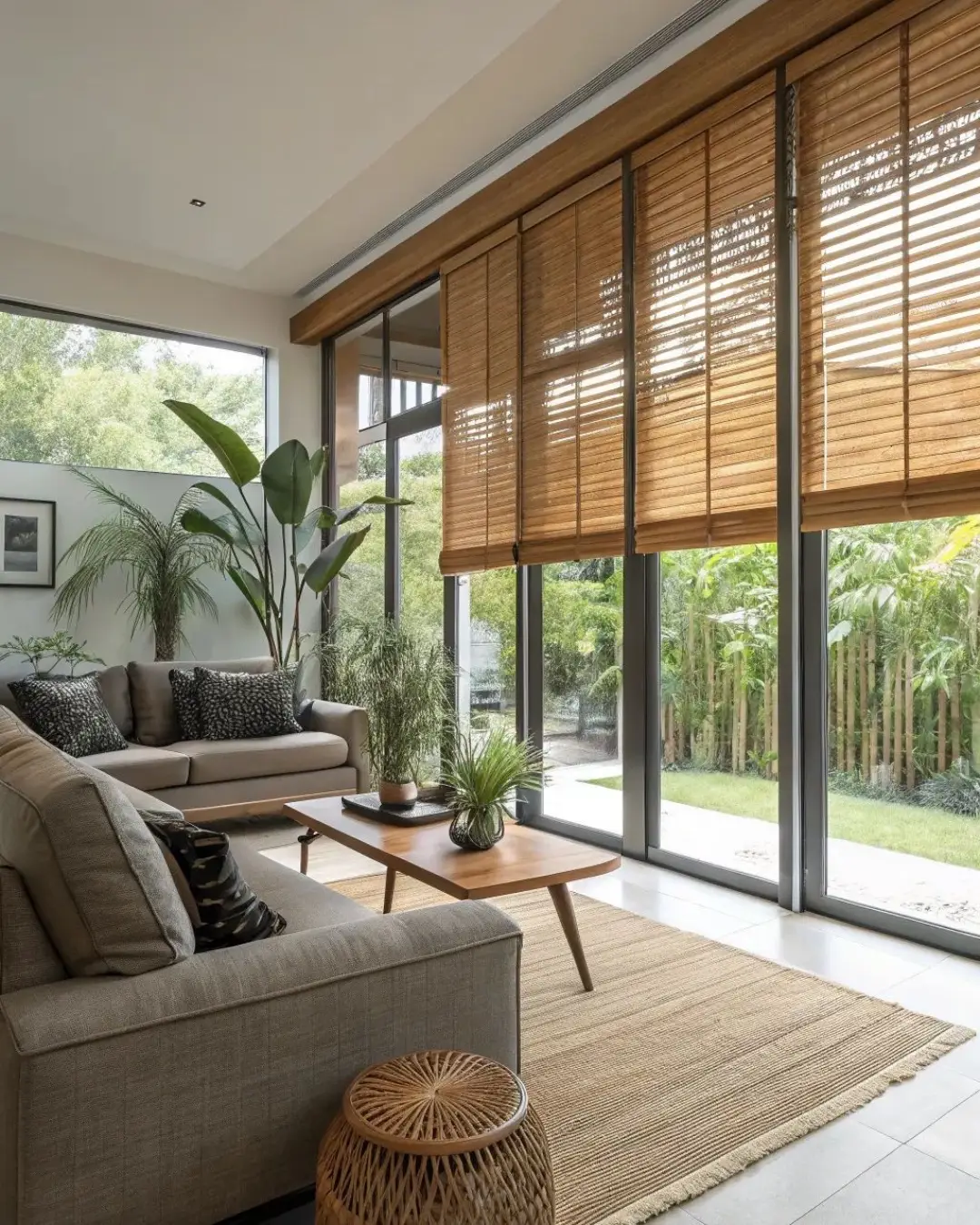Wooden Venetian blinds for modern office interiors