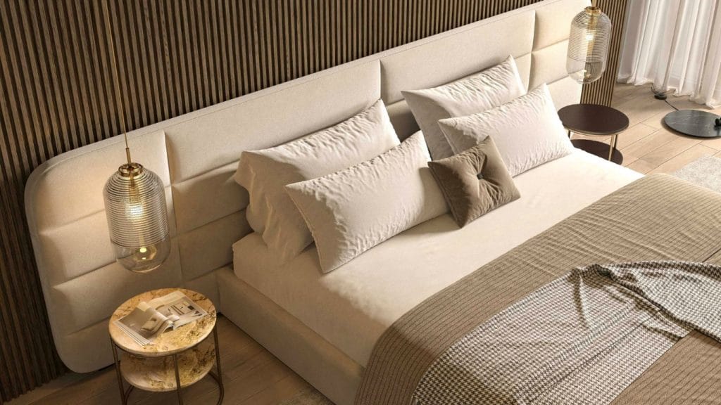 Custom-made velvet headboard with royal design