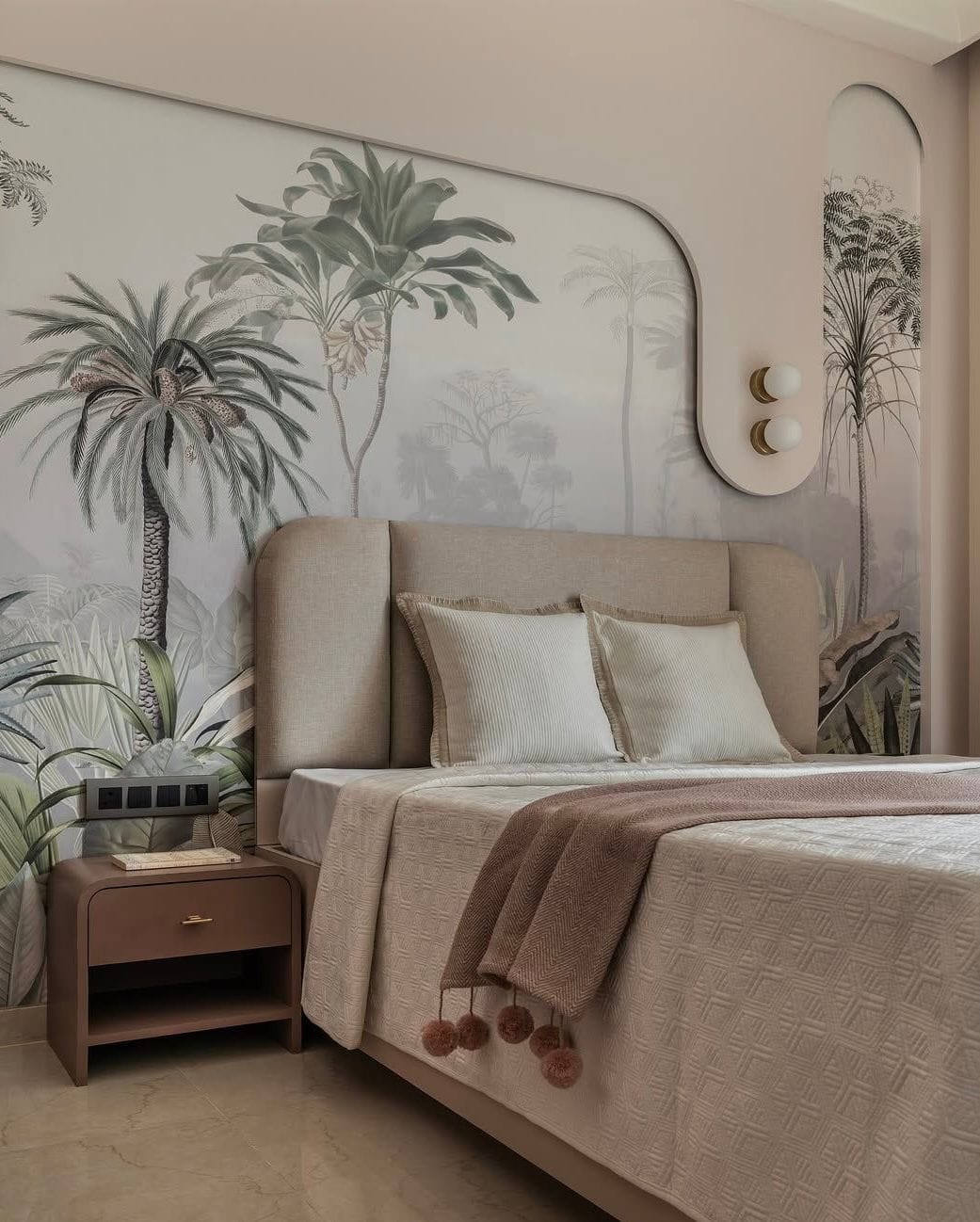 Floral luxury wallpaper in pastel colors for bedroom walls