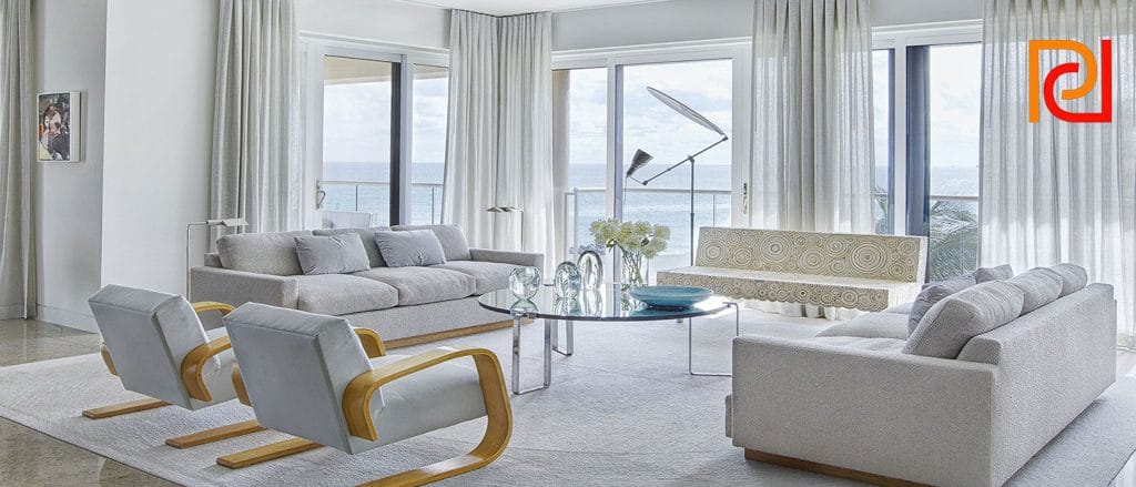 Contemporary fabric sofa in light beige shade