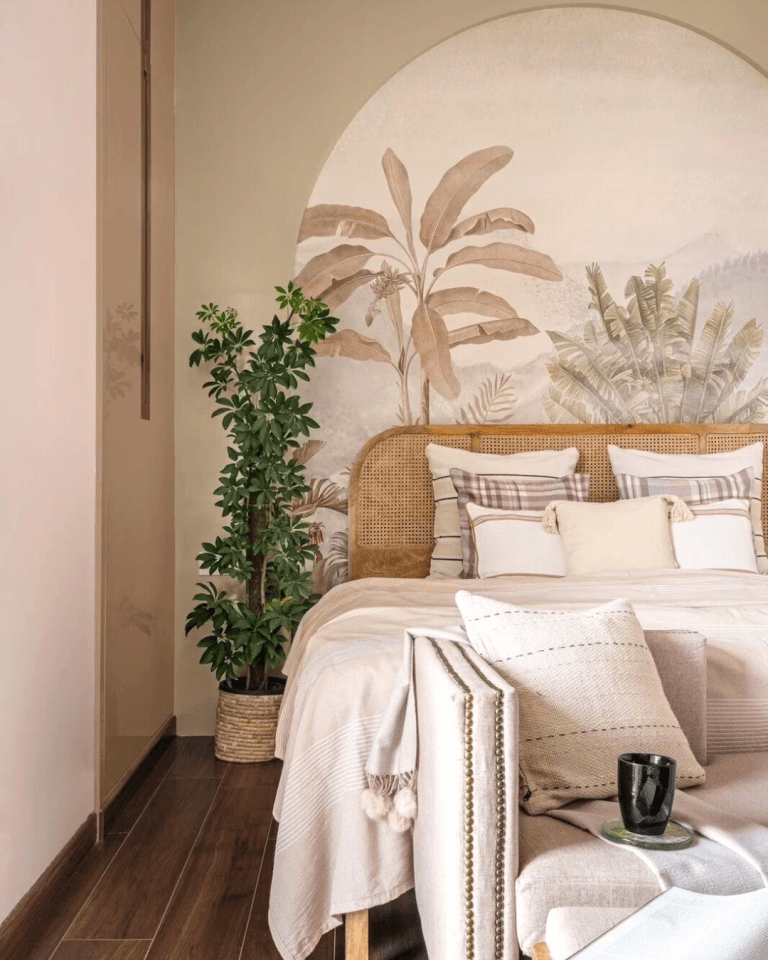 Floral luxury wallpaper in pastel colors for bedroom walls