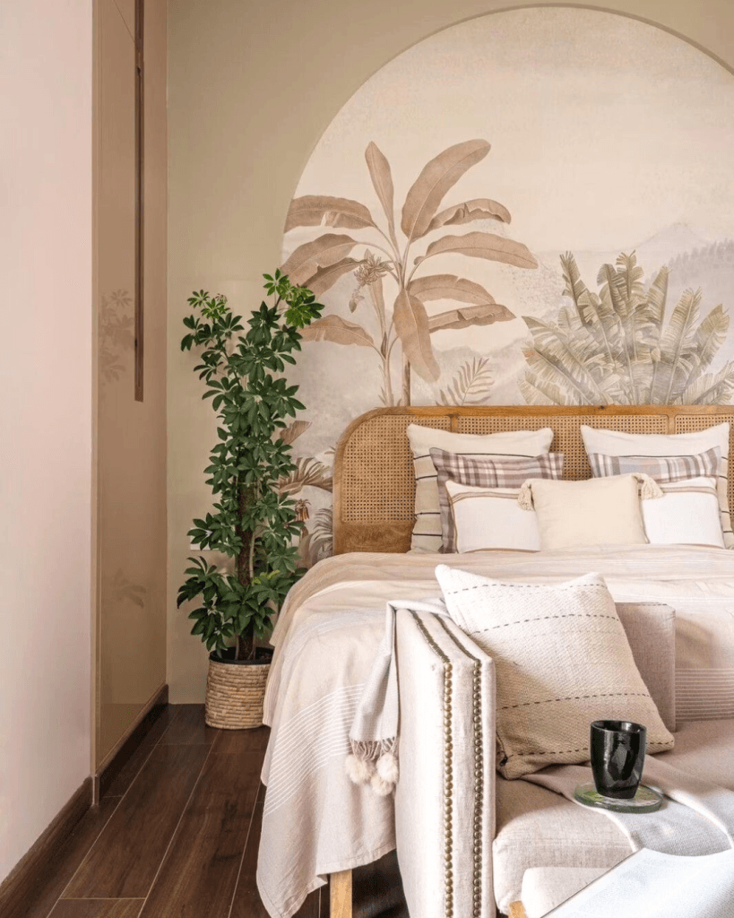 Floral luxury wallpaper in pastel colors for bedroom walls