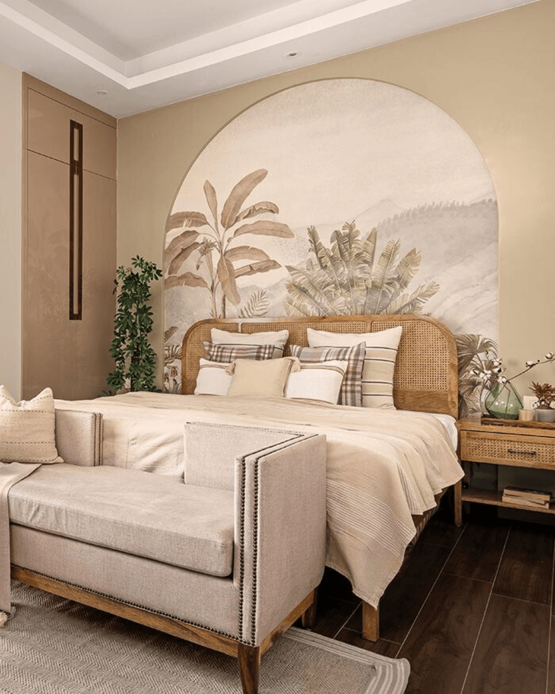 Floral luxury wallpaper in pastel colors for bedroom walls