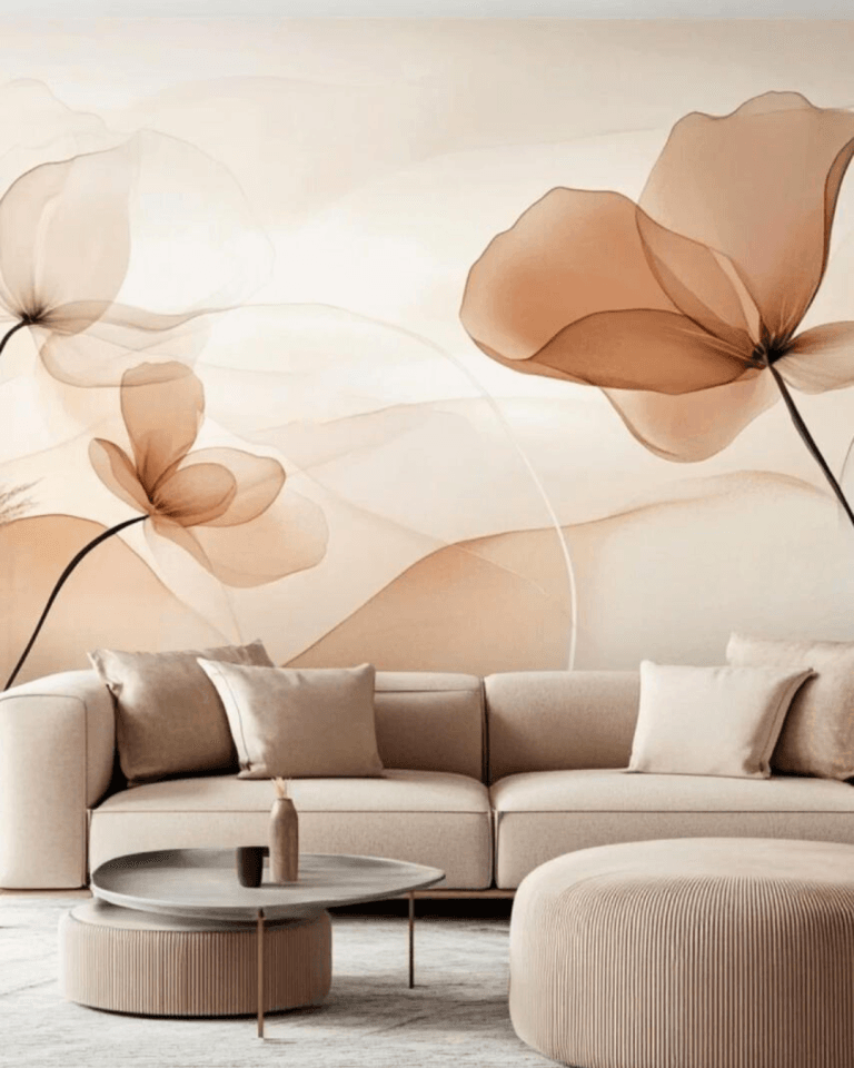 Floral luxury wallpaper in pastel colors for bedroom walls