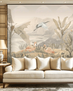Floral luxury wallpaper in pastel colors for bedroom walls