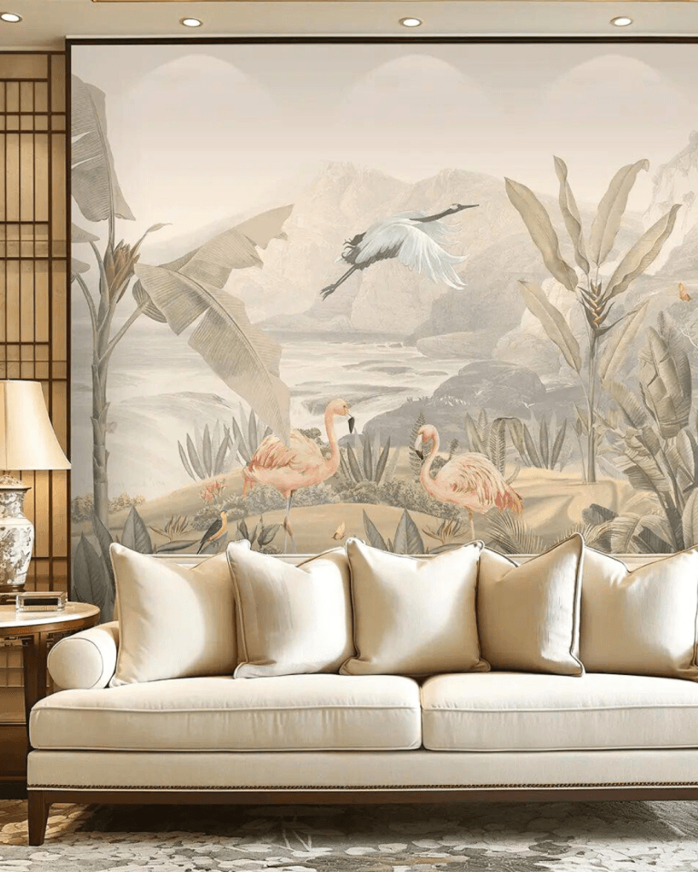 Floral luxury wallpaper in pastel colors for bedroom walls