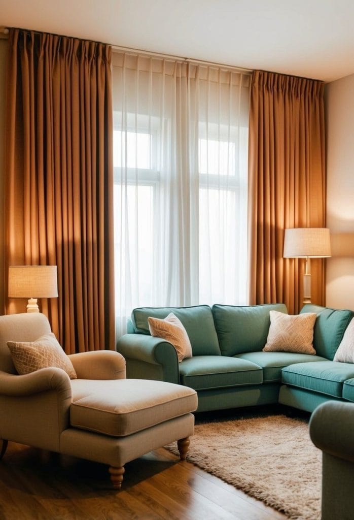 Modern eyelet curtains in linen finish installed in Pune apartment
