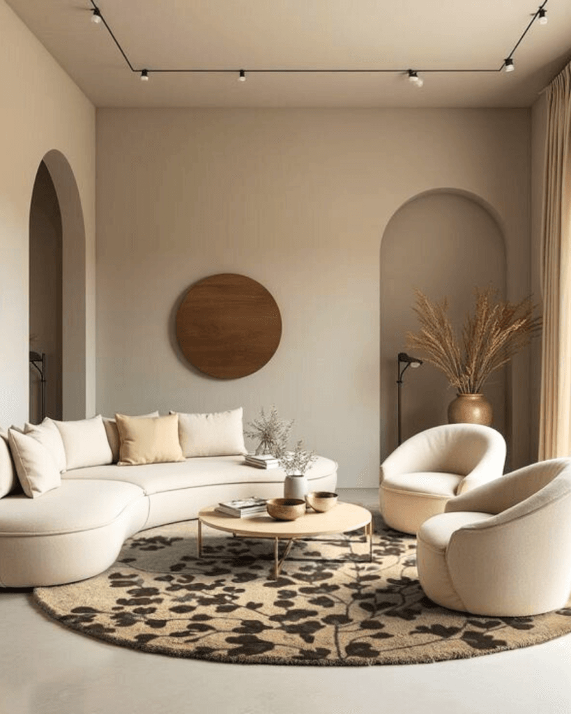 Contemporary fabric sofa in light beige shade