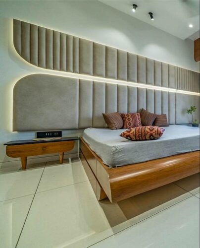 Custom-made velvet headboard with royal design